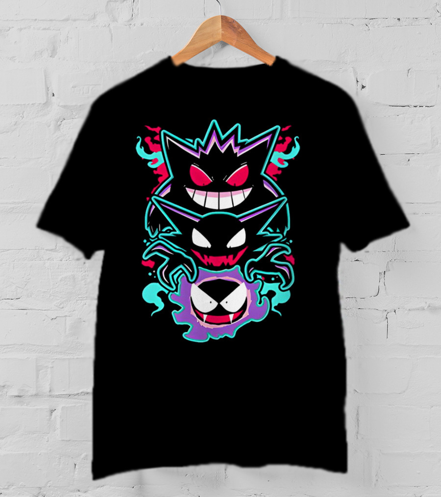 Pokemon Gengar Haunter Gastly Ghostly Trio T-Shirt