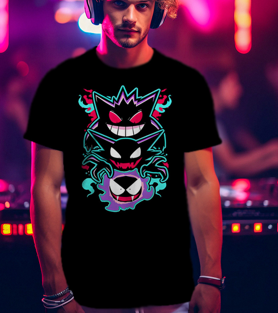 Pokemon Gengar Haunter Gastly Ghostly Trio T-Shirt