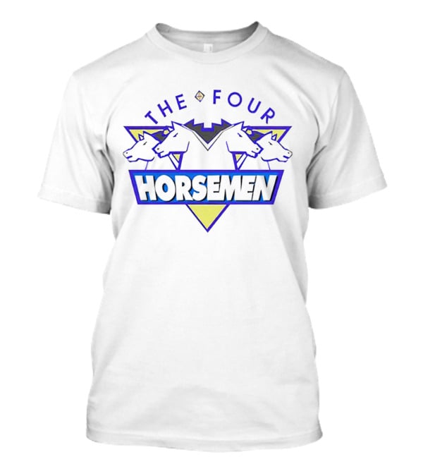 The Four Horsemen Horse Heads On Yellow And Blue Triangles T-Shirt