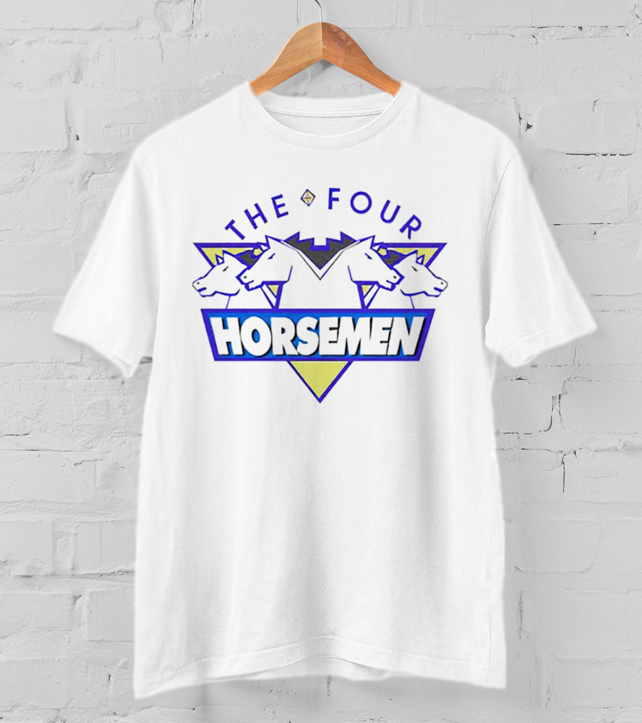 The Four Horsemen Horse Heads On Yellow And Blue Triangles T-Shirt