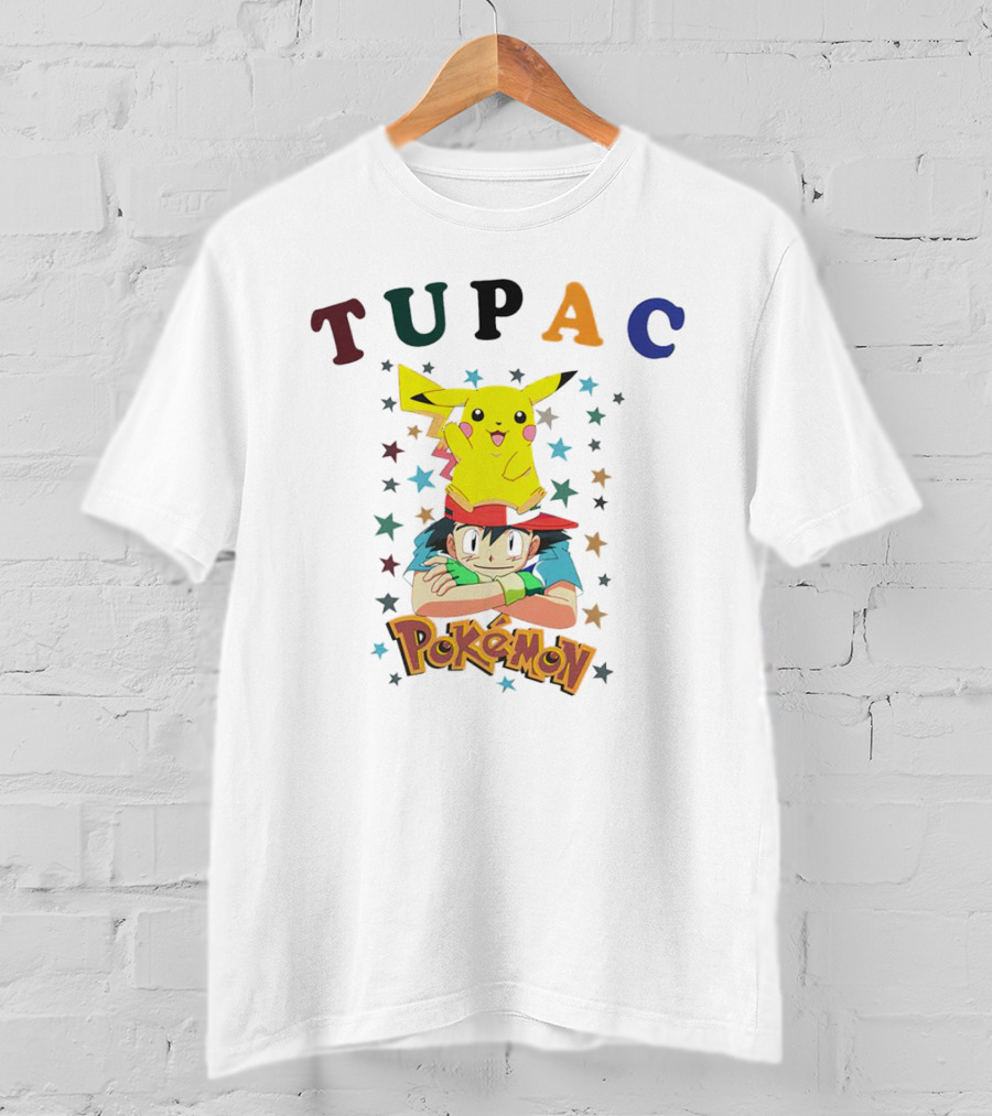 Tupac Pikachu Pokemon Mashup With Stars T-Shirt