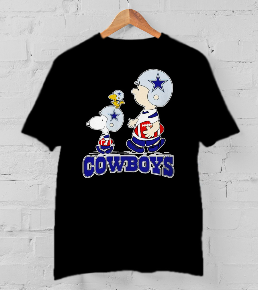 Dallas Cowboys Snoopy Charlie Brown Woodstock Football Helmets T-Shirt
