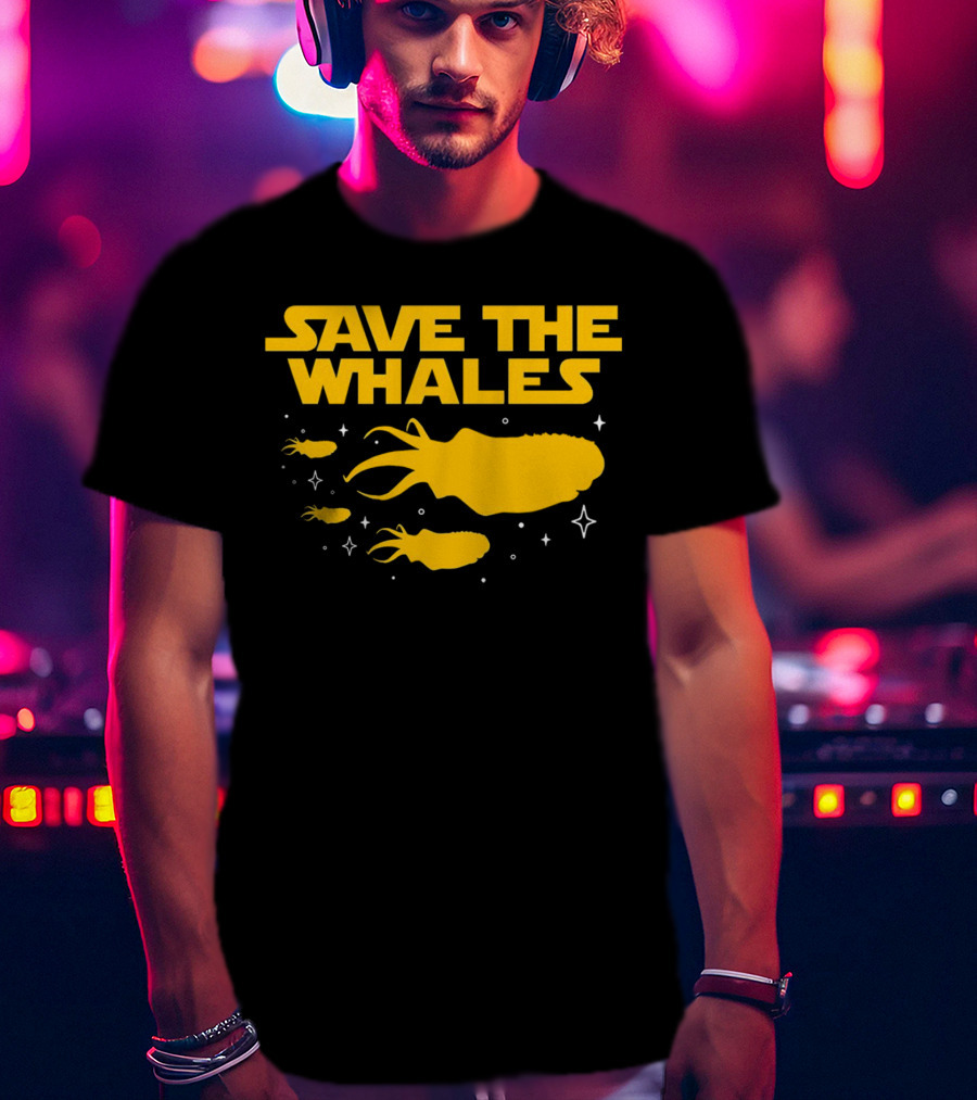 Save The Whales I Mean Purrgil Star Wars Parody Yellow Space Creatures T-Shirt