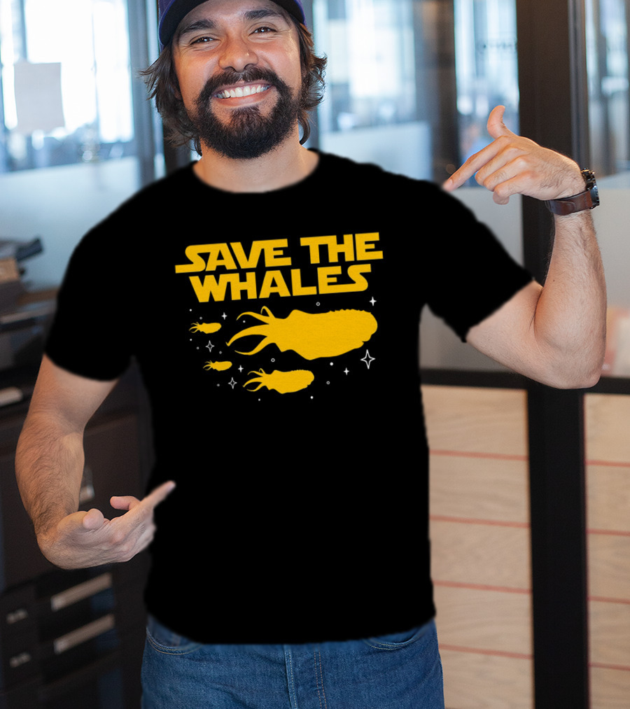 Save The Whales I Mean Purrgil Star Wars Parody Yellow Space Creatures T-Shirt