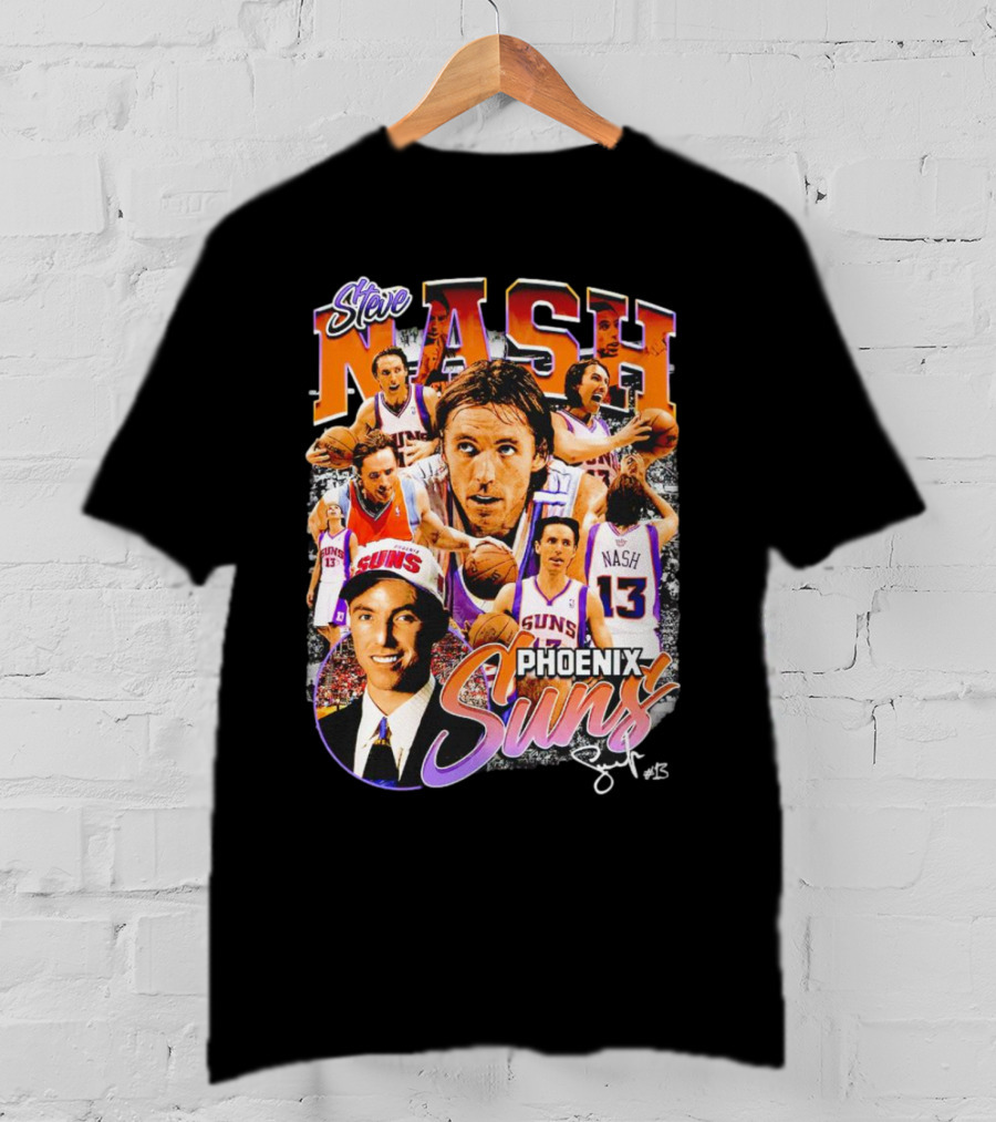 Steve Nash Phoenix Suns Basketball NBA Signature Collage T-Shirt