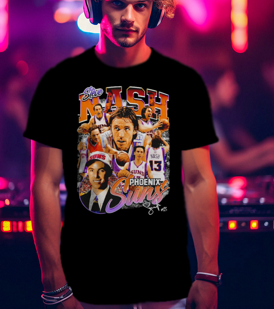 Steve Nash Phoenix Suns Basketball NBA Signature Collage T-Shirt