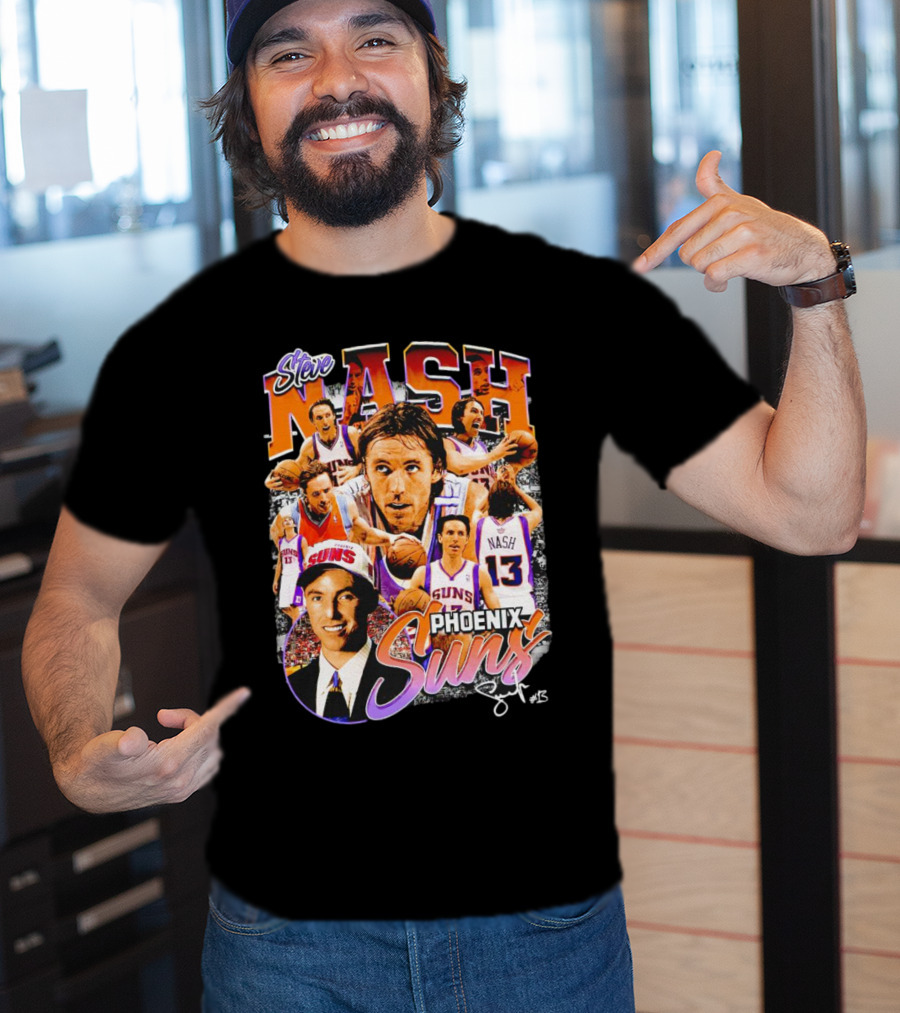 Steve Nash Phoenix Suns Basketball NBA Signature Collage T-Shirt