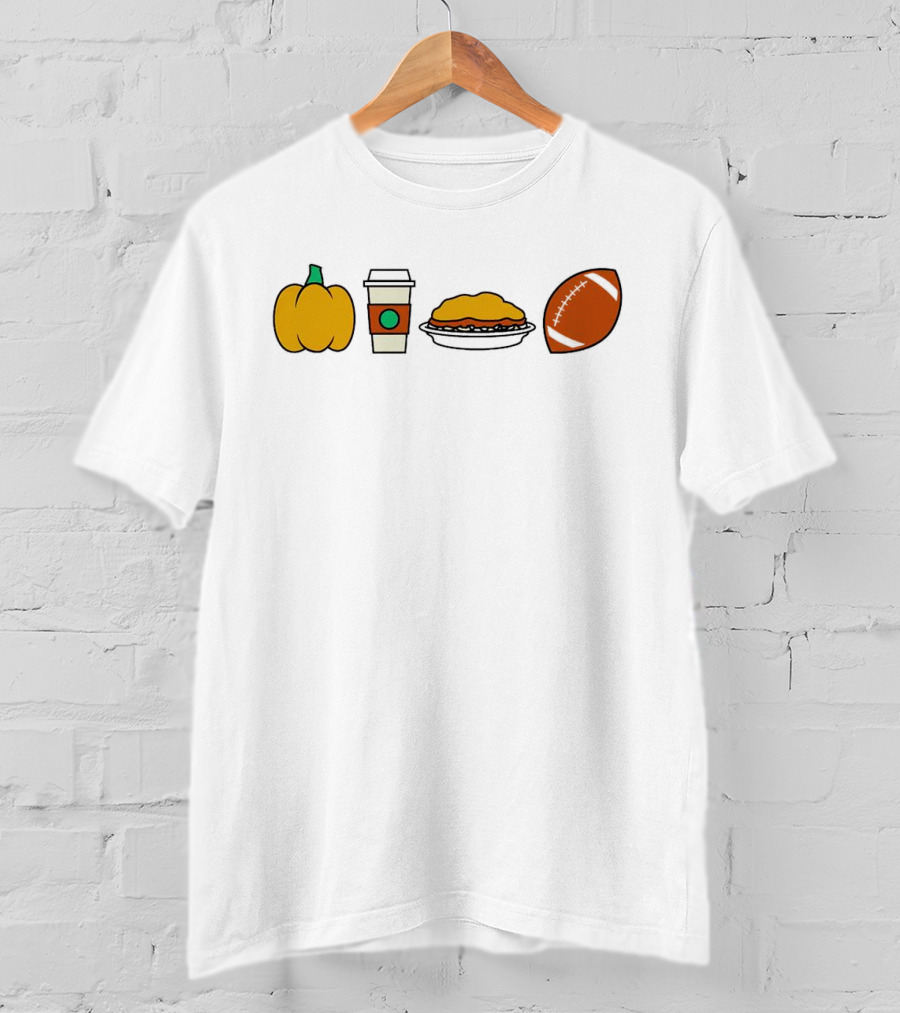 Cincinnati Fall Icons Pumpkin Coffee Pie Football T-Shirt