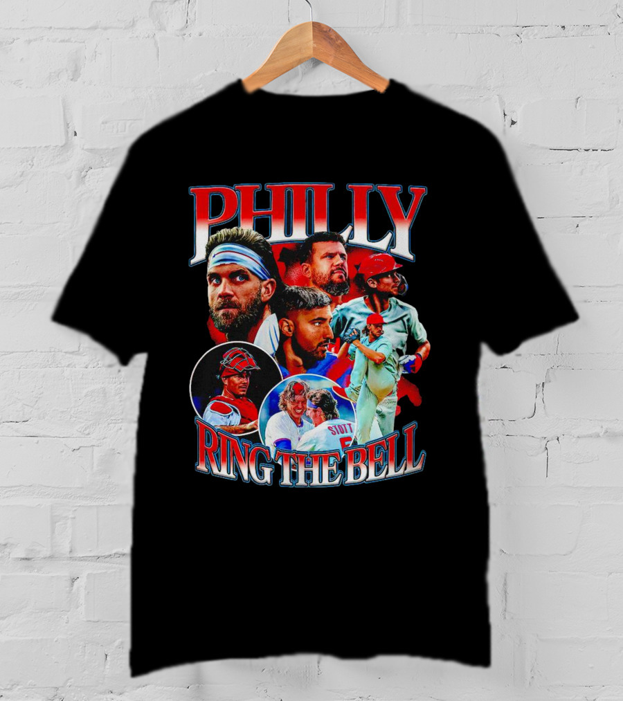 PHILLY RING THE BELL Baseball Players Collage T-Shirt
