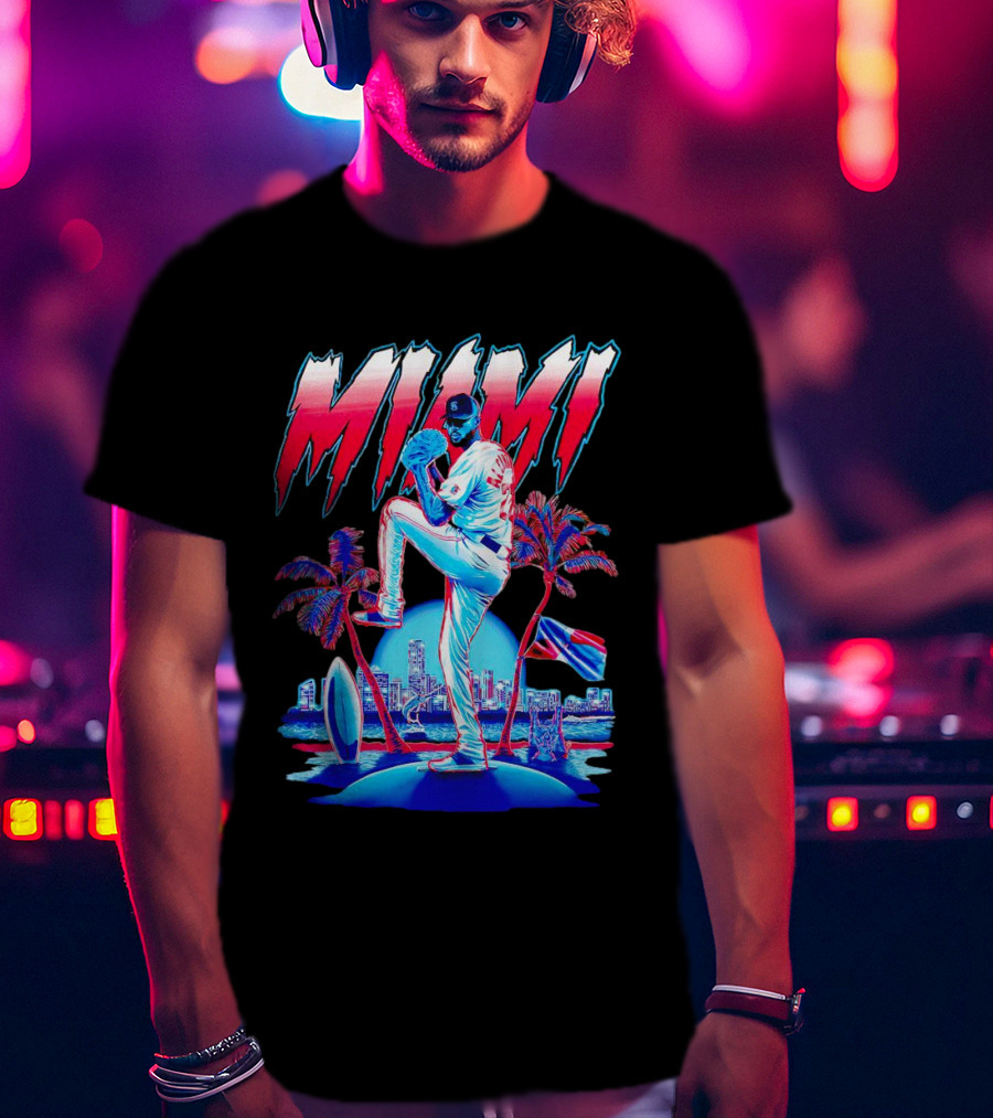 Miami Marlins Sandy Alcántara Cartoon Vintage T-Shirt
