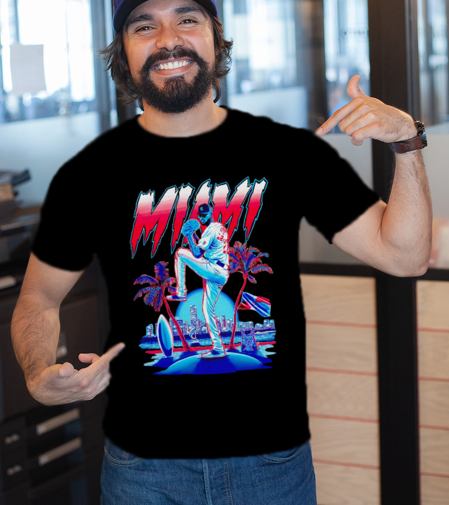 Miami Marlins Sandy Alcántara Cartoon Vintage T-Shirt