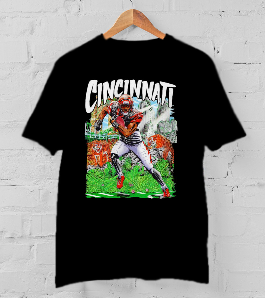 Cincinnati Bengals A.J. Green Cartoon Vintage Tigers Background T-Shirt