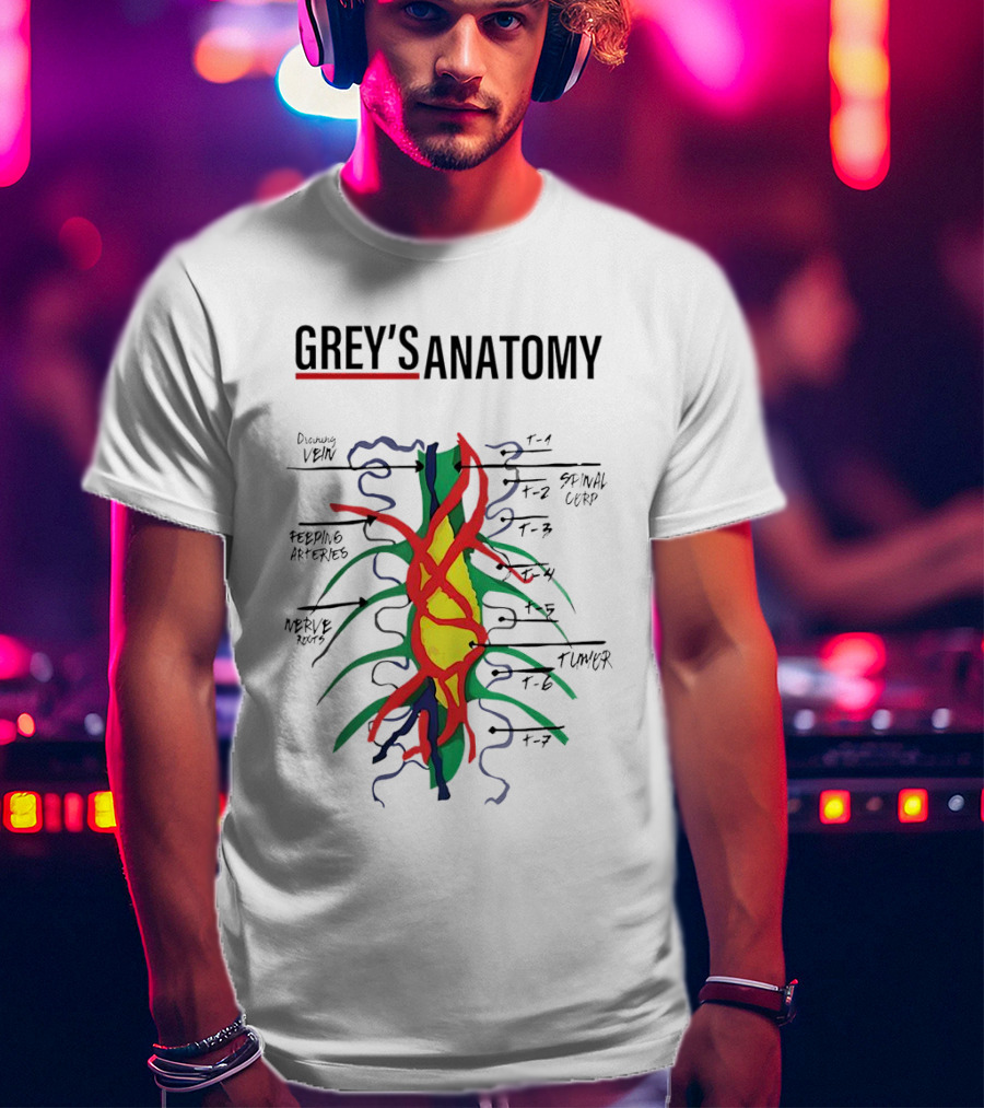 Grey’s Anatomy Drawing Vein Spinal Corp Feeding Arteries Nerve Root Tumor T-Shirt