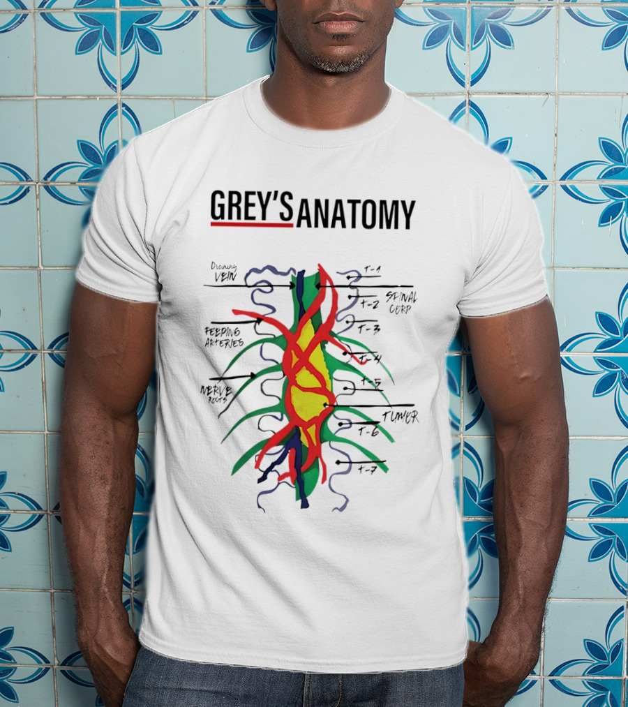 Grey’s Anatomy Drawing Vein Spinal Corp Feeding Arteries Nerve Root Tumor T-Shirt