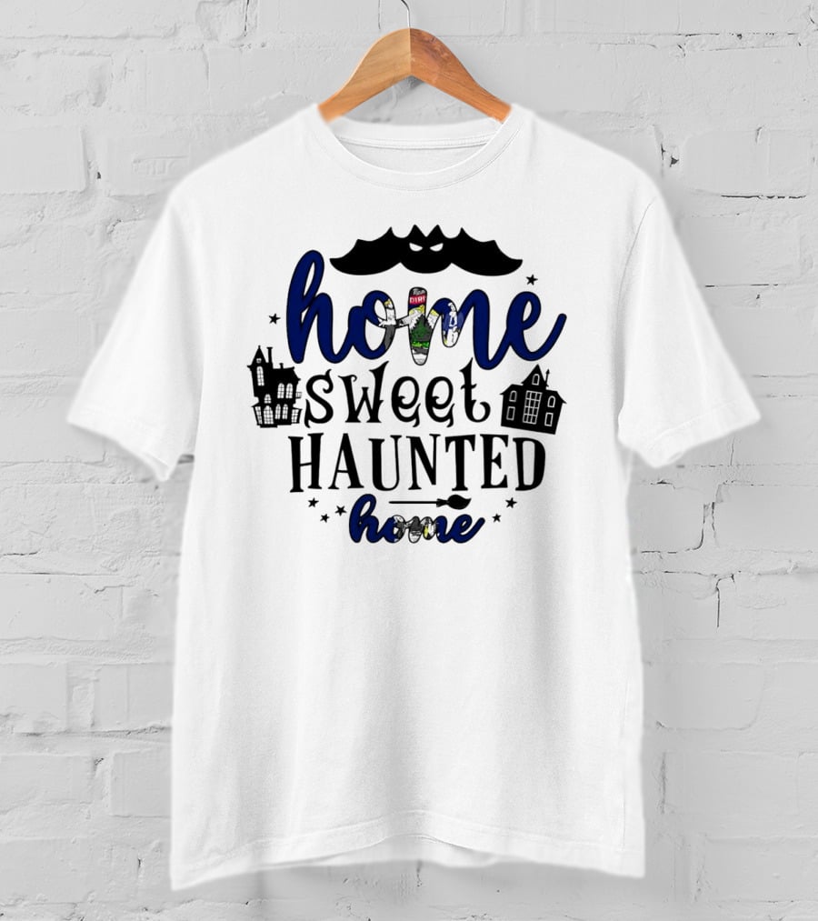 Home Sweet Haunted Home Halloween Maine Ghostly Houses T-Shirt