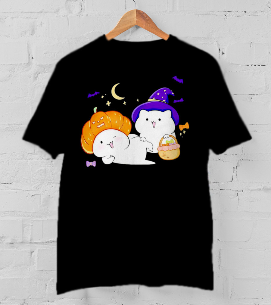 Bongo Cat Meme Halloween Pumpkin Witch Hat Moon Stars Bats T-Shirt