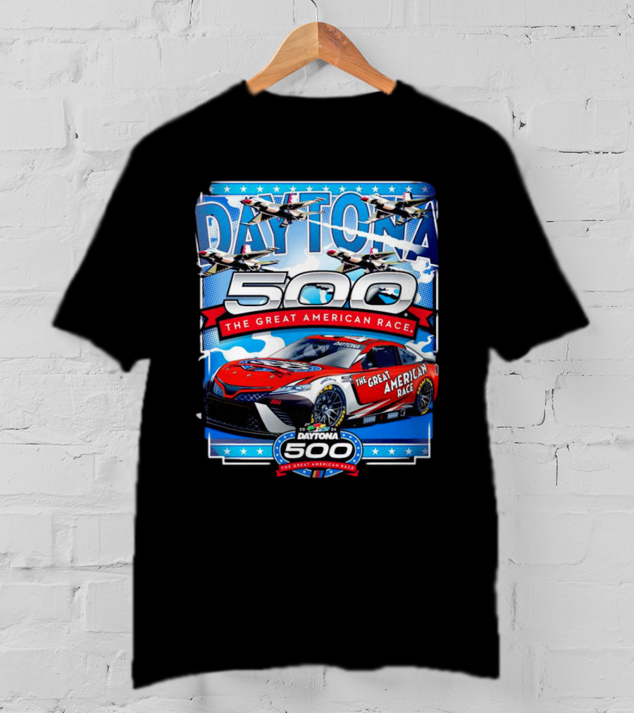 Daytona 500 The Great American Race NASCAR Car With Planes And Stars T-Shirt
