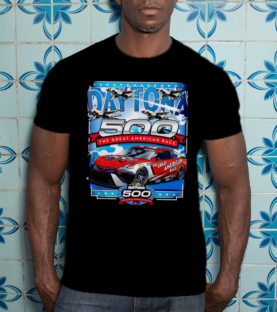 Daytona 500 The Great American Race NASCAR Car With Planes And Stars T-Shirt