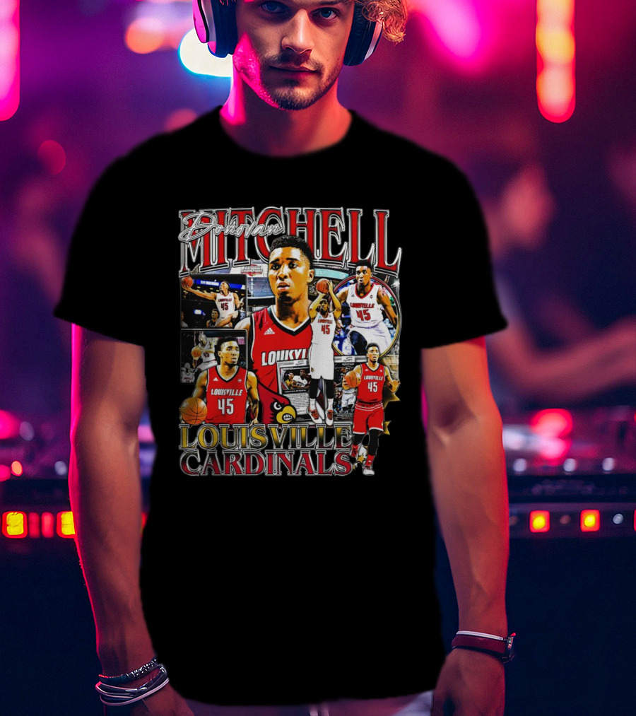 Donovan Mitchell Louisville Cardinals Basketball Highlights Collage T-Shirt