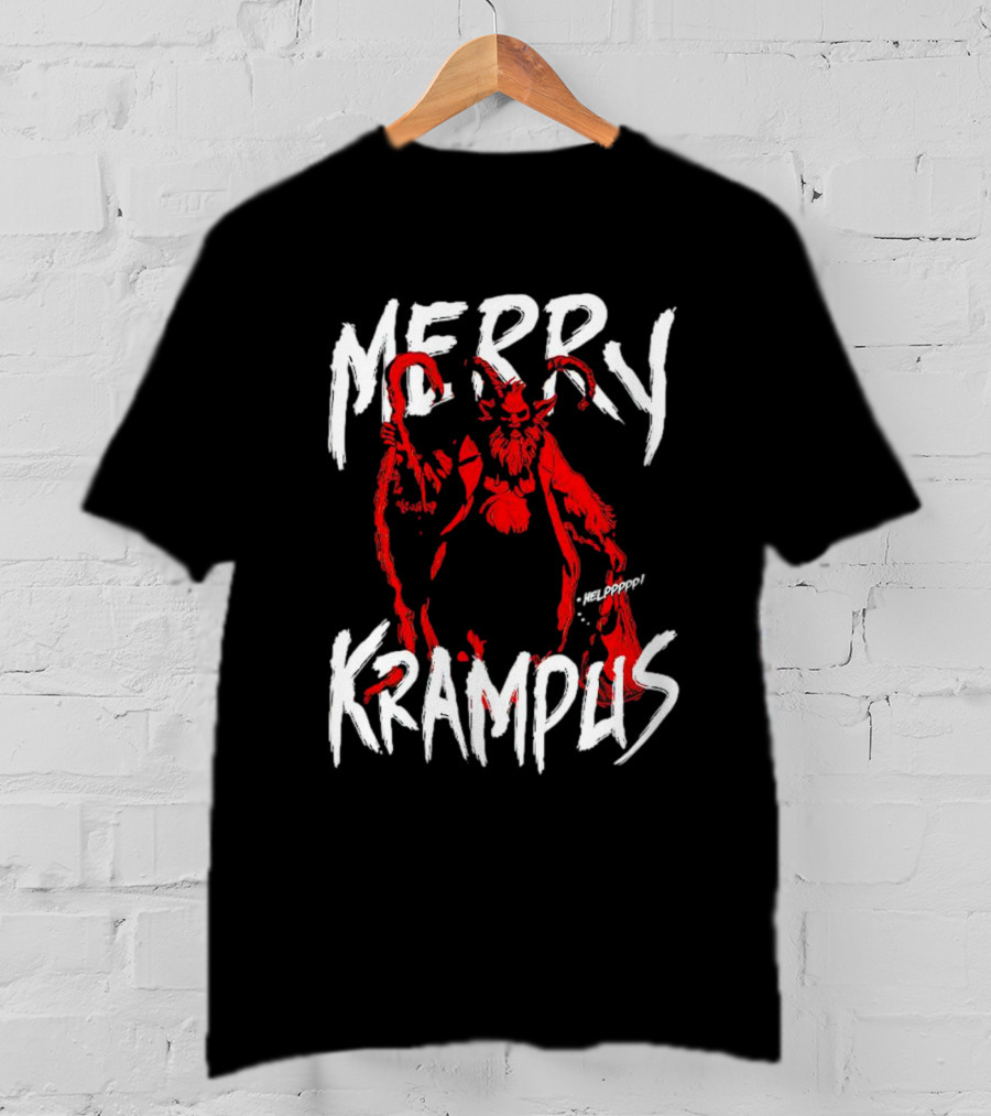Merry Krampus Helpppp Horror Red Demon T-Shirt