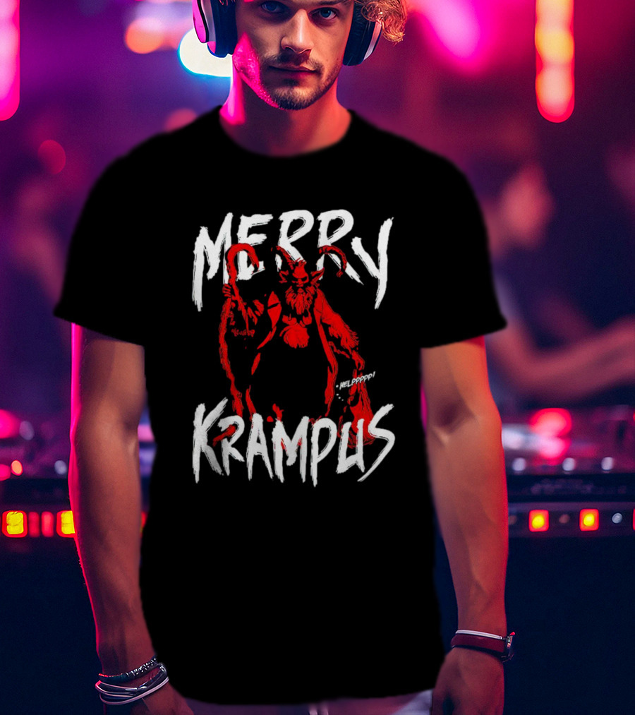 Merry Krampus Helpppp Horror Red Demon T-Shirt