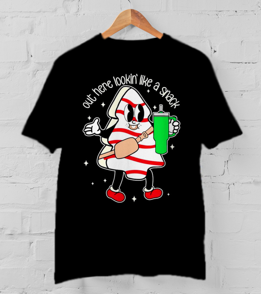 Out Here Lookin' Like A Snack Peppermint Character With Drink T-Shirt