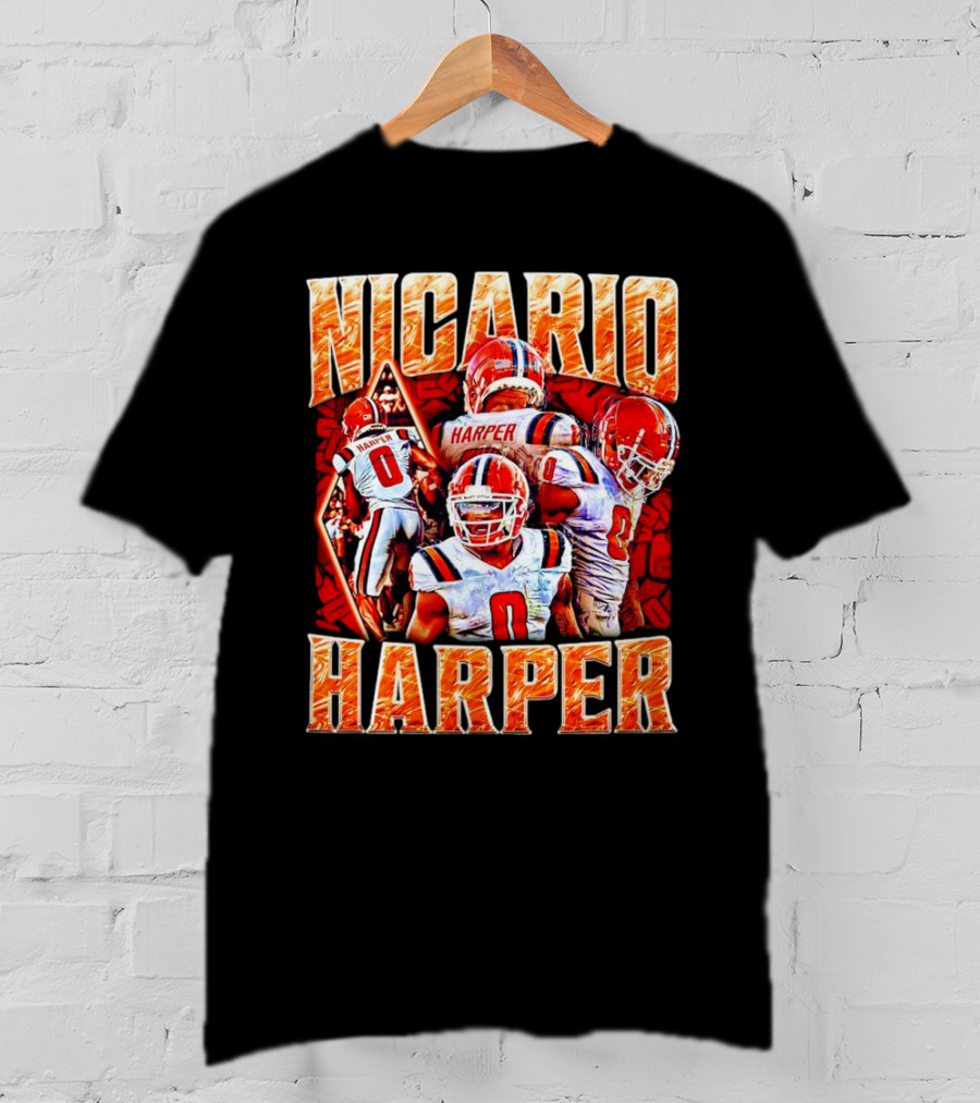 Nicario Harper Illinois Fighting Illini Football Vintage Harper 0 Jersey Collage T-Shirt
