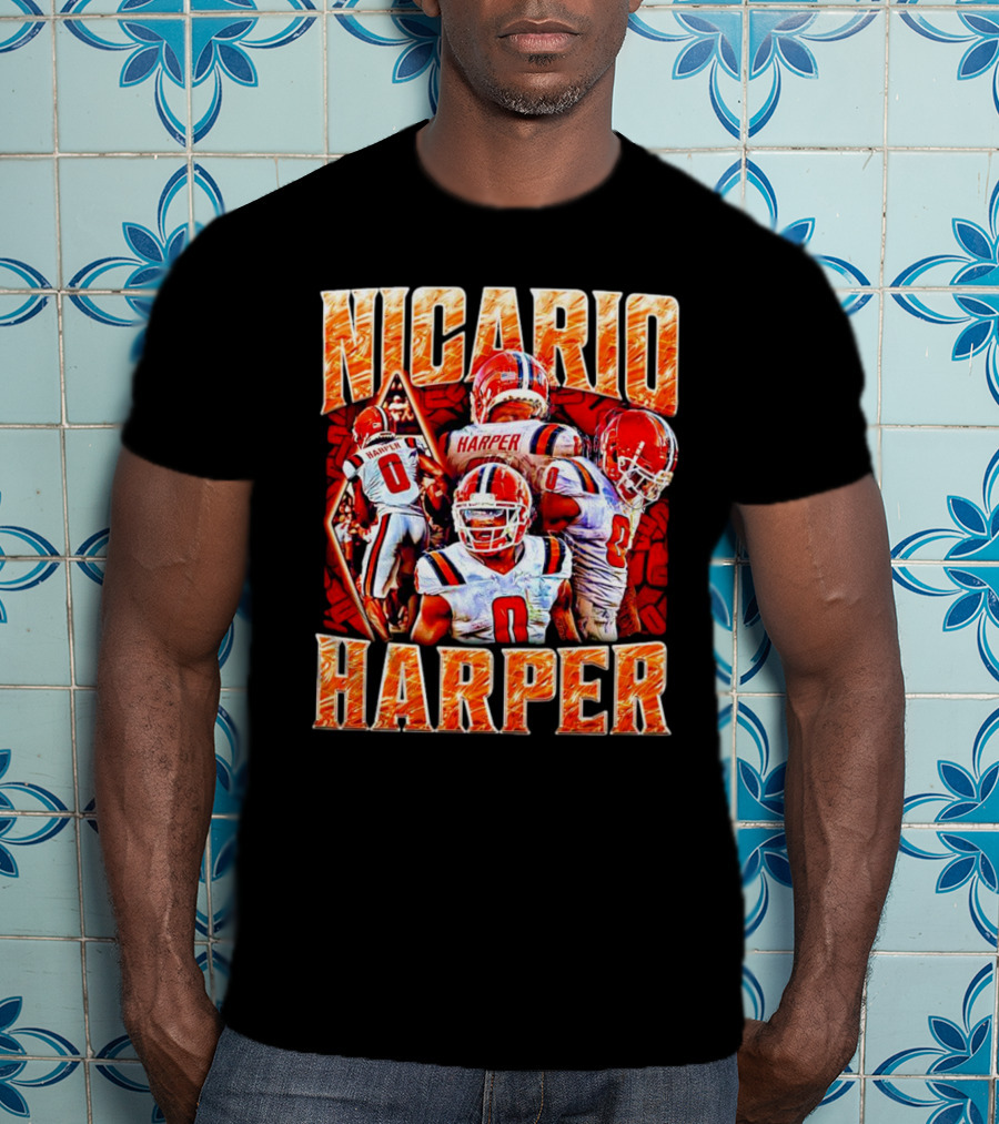Nicario Harper Illinois Fighting Illini Football Vintage Harper 0 Jersey Collage T-Shirt