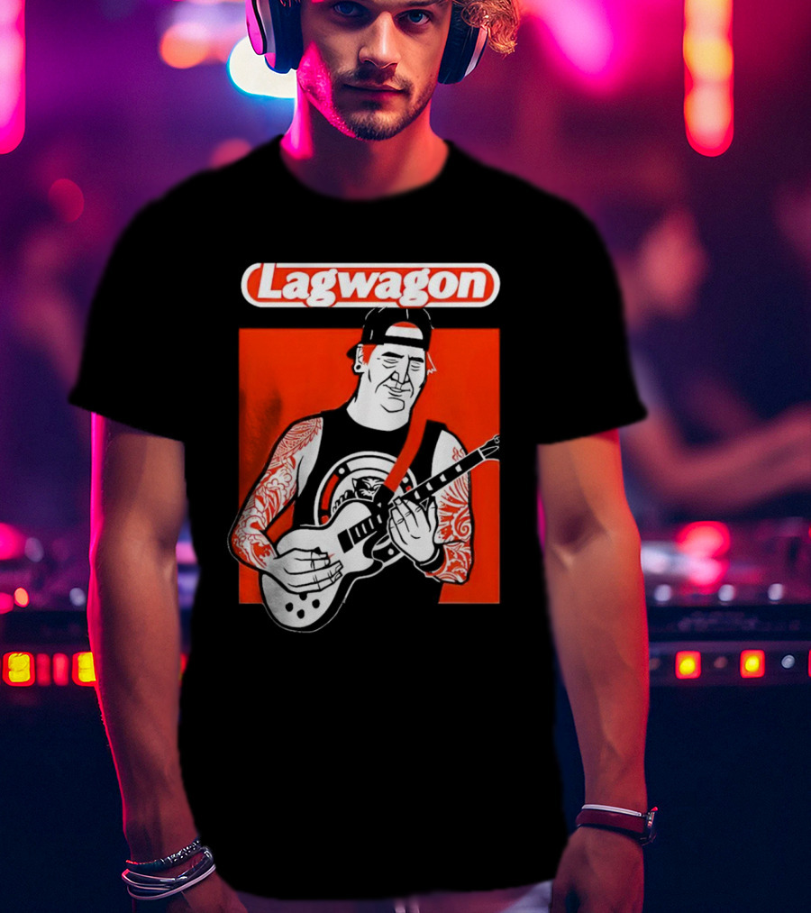 Lagwagon Flip Guitarist With Tattooed Arms In Cap And Tank Top T-Shirt