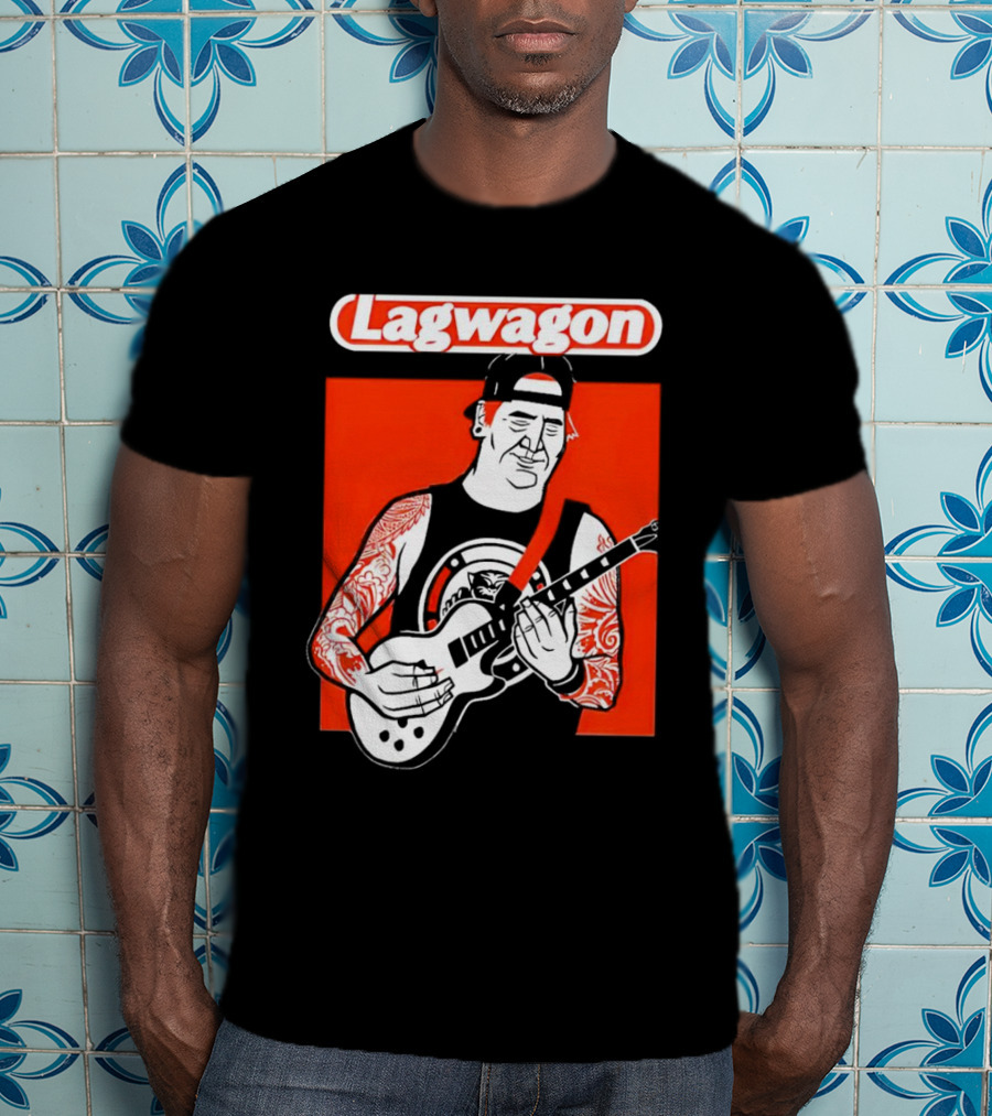 Lagwagon Flip Guitarist With Tattooed Arms In Cap And Tank Top T-Shirt