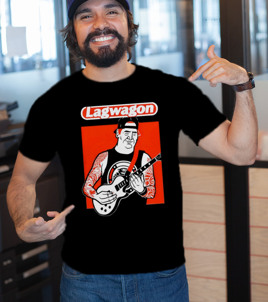 Lagwagon Flip Guitarist With Tattooed Arms In Cap And Tank Top T-Shirt