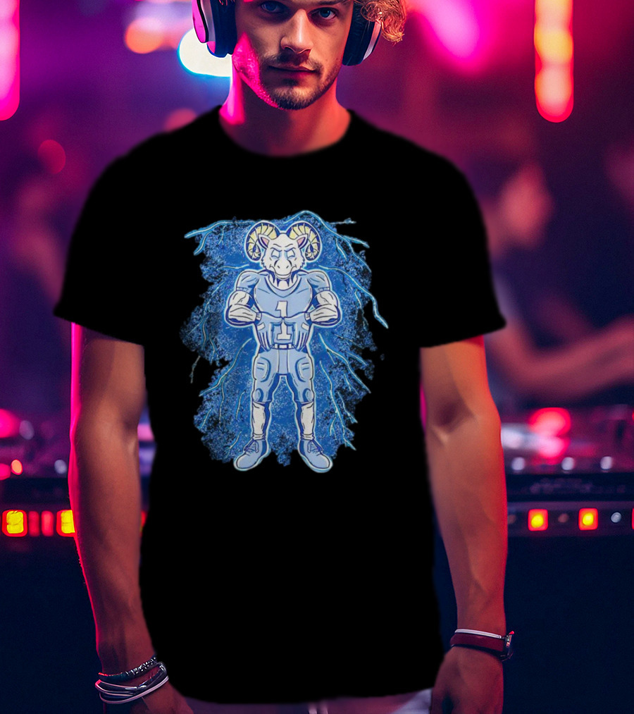 Rameses North Carolina Tar Heels Storm Lightning Mascot T-Shirt
