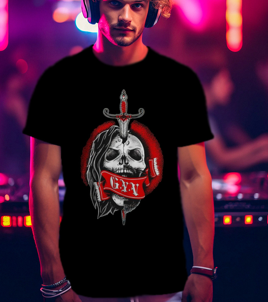 The Return Of Grizzled Young Veterans G.Y.V Skull Sword Red Banner T-Shirt