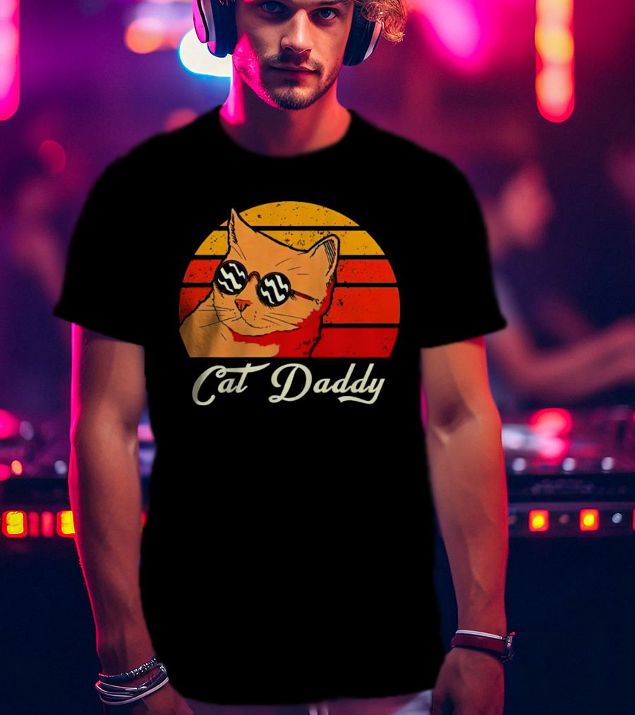 Vintage Cat Daddy Retro Sunglasses Sunburst T-Shirt