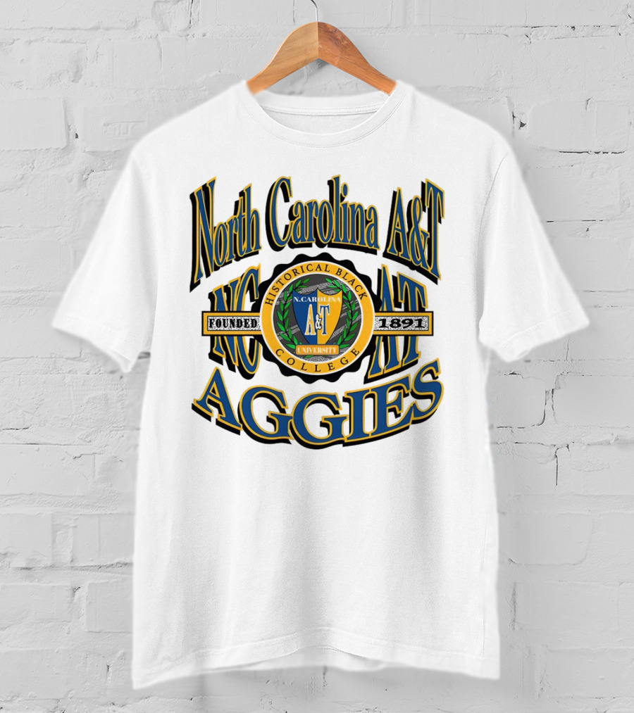 North Carolina A&T Aggies Historical Black College Founded 1891 Crest T-Shirt