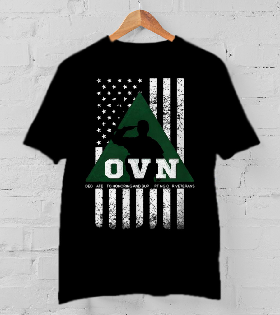 OVN Honoring And Supporting Our Veterans With American Flag And Saluting Soldier T-Shirt