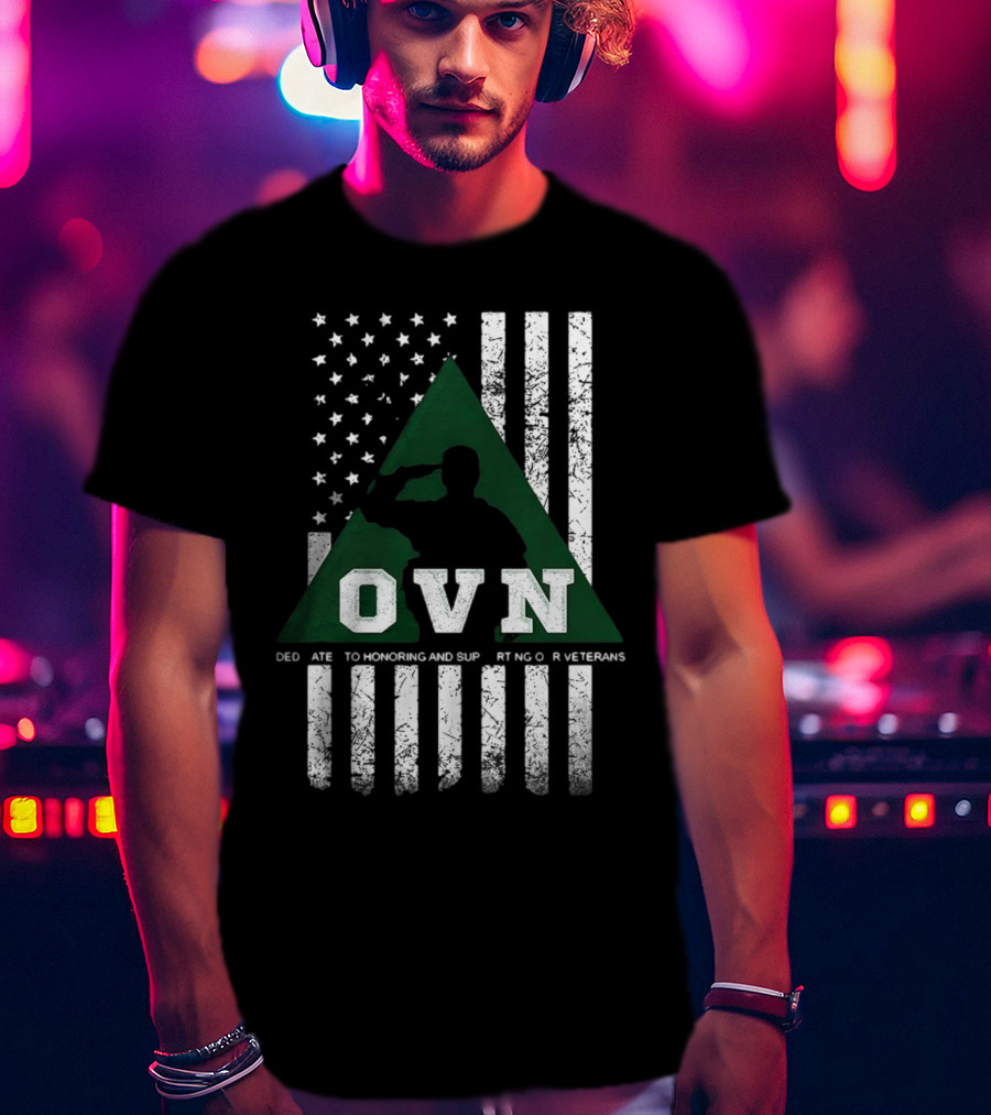 OVN Honoring And Supporting Our Veterans With American Flag And Saluting Soldier T-Shirt