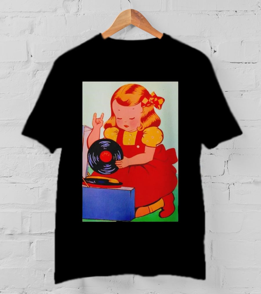 Sweet Unholy One Slayer Little Girl Listening To Vinyl Record T-Shirt