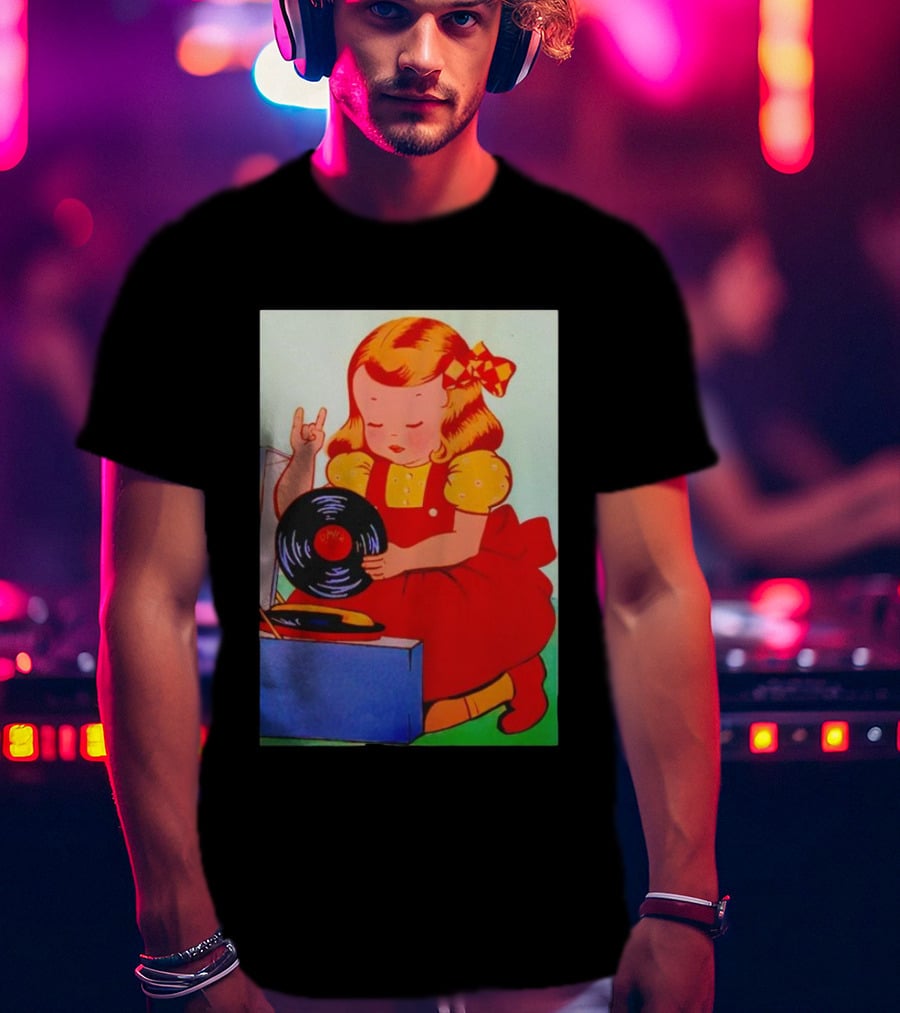 Sweet Unholy One Slayer Little Girl Listening To Vinyl Record T-Shirt