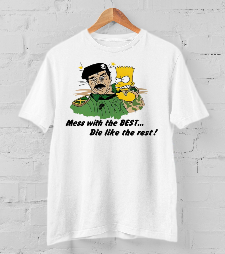 Bootleg Bart Simpson Mess With The Best Die Like The Rest Military Conflict Icons T-Shirt