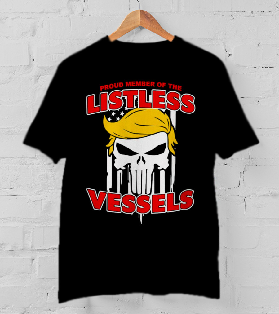 Proud Member Of The Listless Vessels Skull Hair American Flag T-Shirt