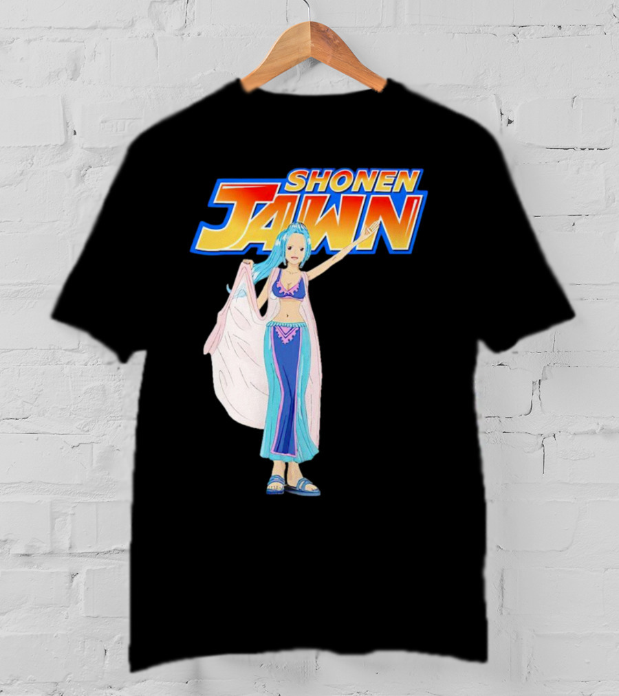 SHONEN JAWN Anime Style Blue-Haired Character With Draped Robe T-Shirt