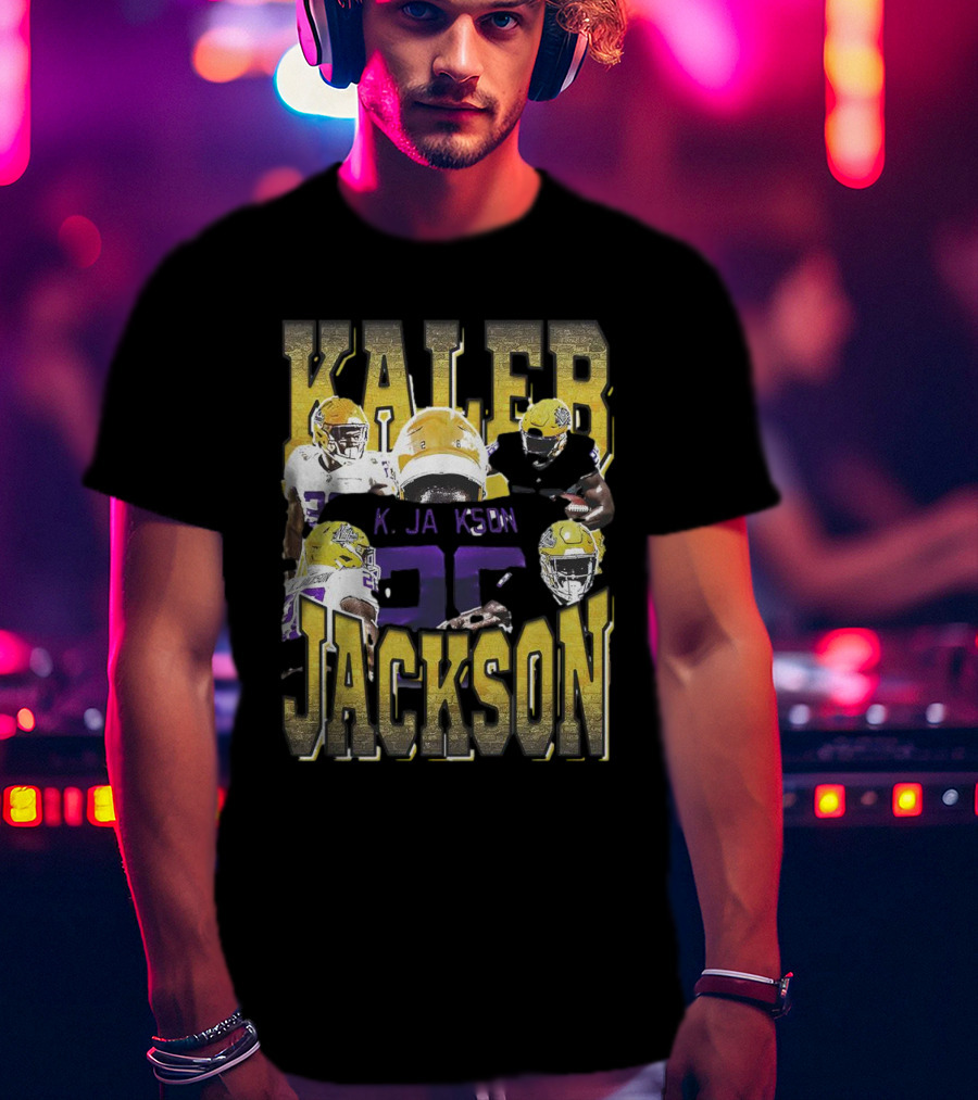 Kaleb Jackson LSU Tigers Football Vintage Retro Athlete Collage T-Shirt