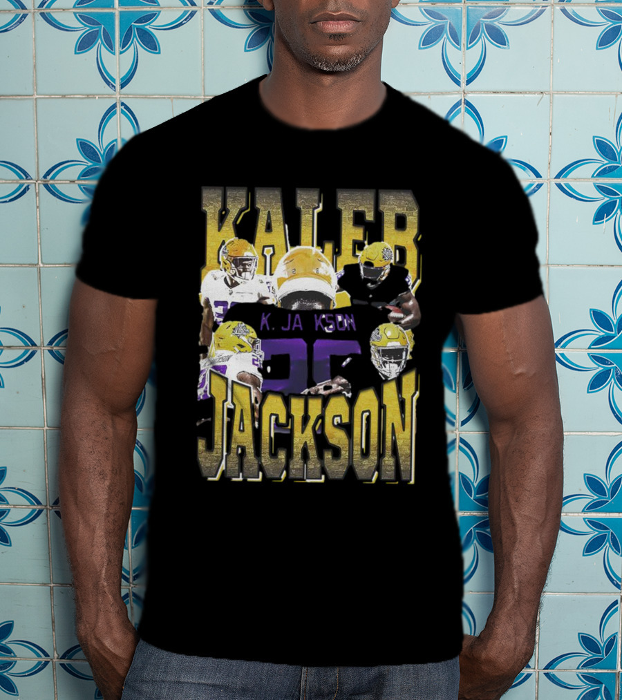 Kaleb Jackson LSU Tigers Football Vintage Retro Athlete Collage T-Shirt