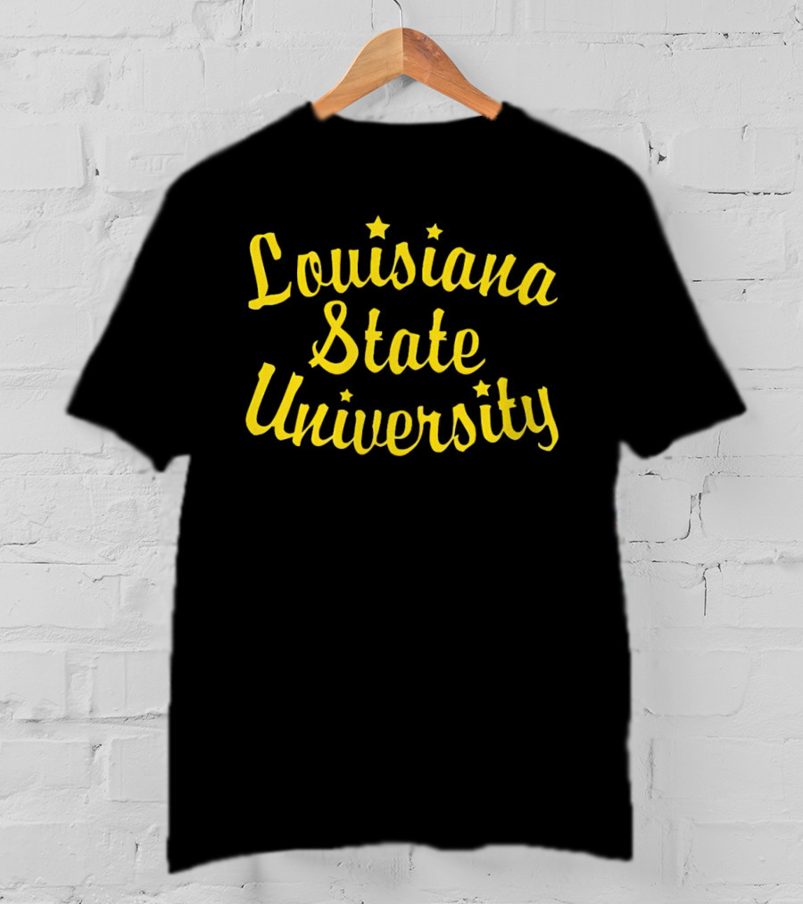 Louisiana State University Script Yellow Star Accents T-Shirt