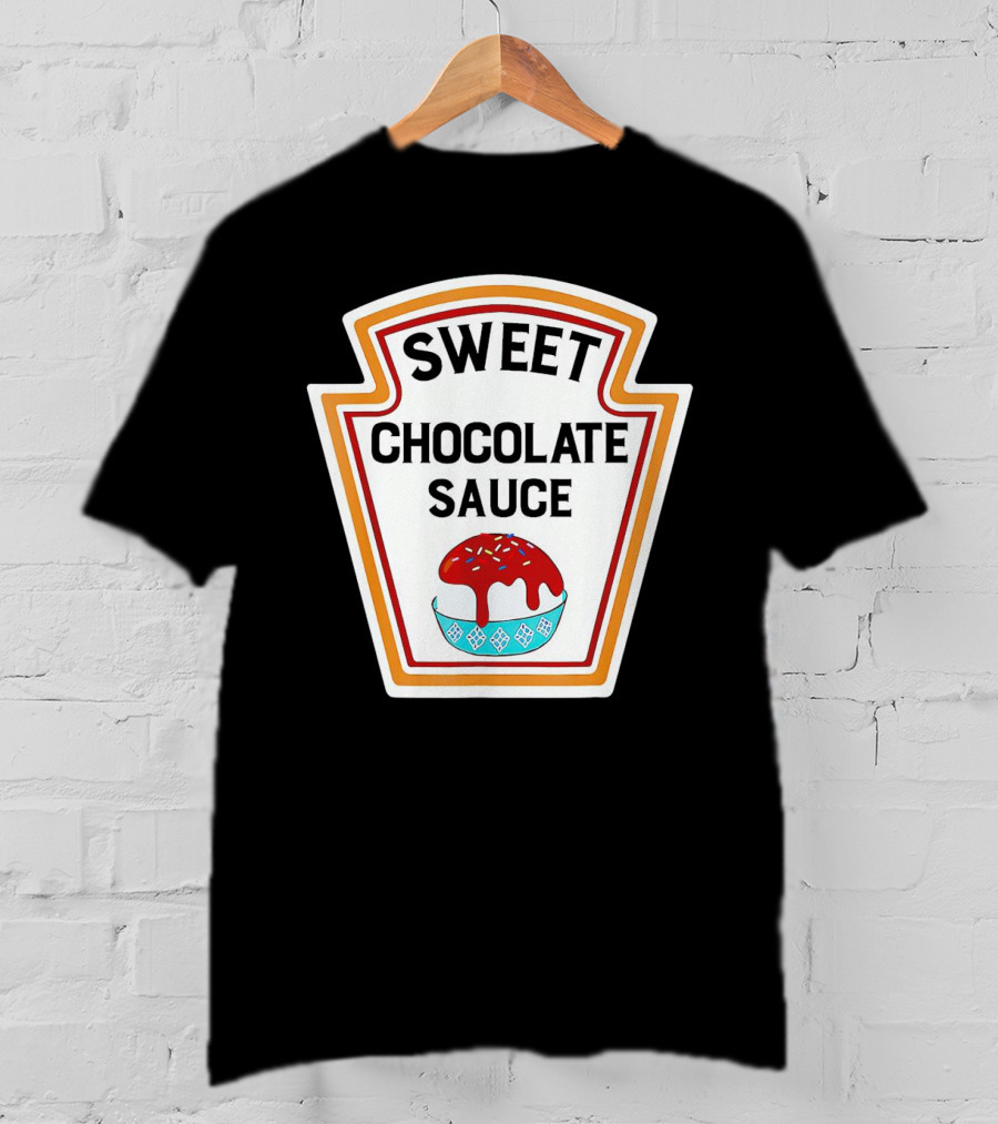 Sweet Chocolate Sauce Ice Cream Sundae Label T-Shirt