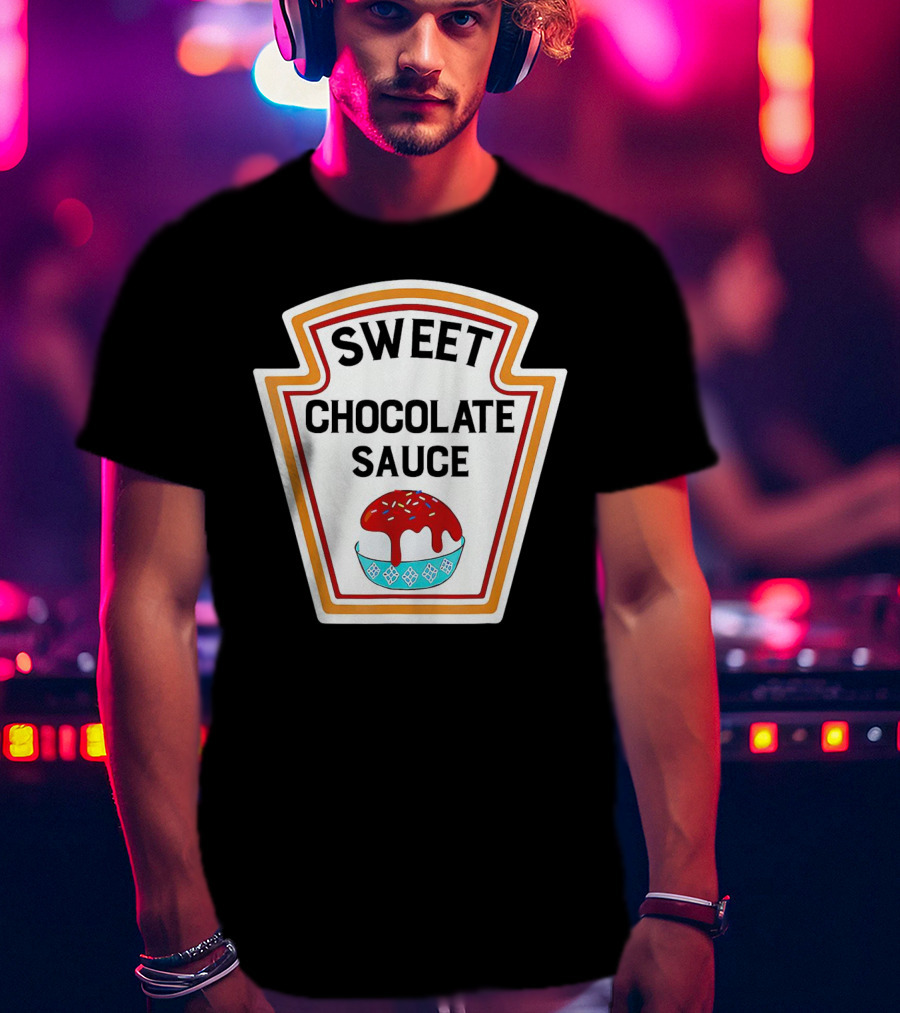 Sweet Chocolate Sauce Ice Cream Sundae Label T-Shirt