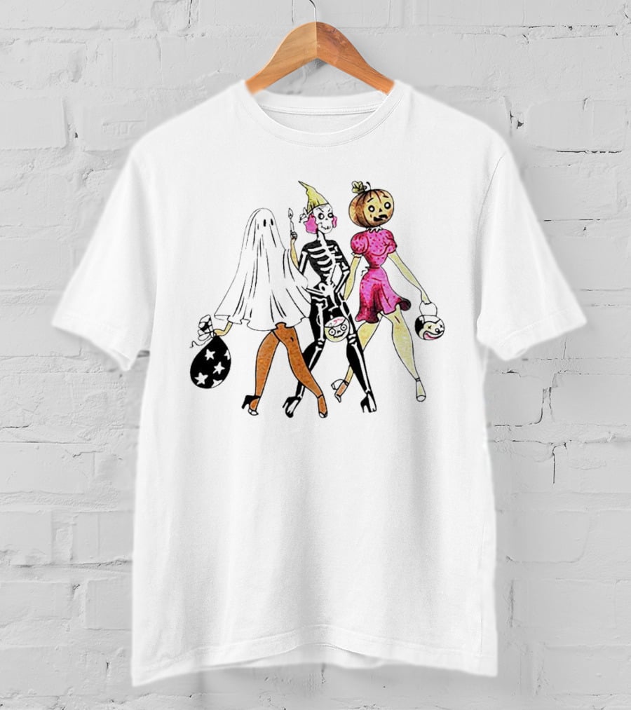 Vanessa Hudgens Vintage Halloween Ghost Skeleton Pumpkin Costume Party T-Shirt
