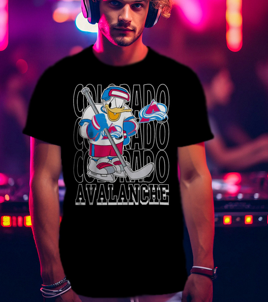 Colorado Avalanche Disney Donald Duck Hockey Team Burgundy T-Shirt