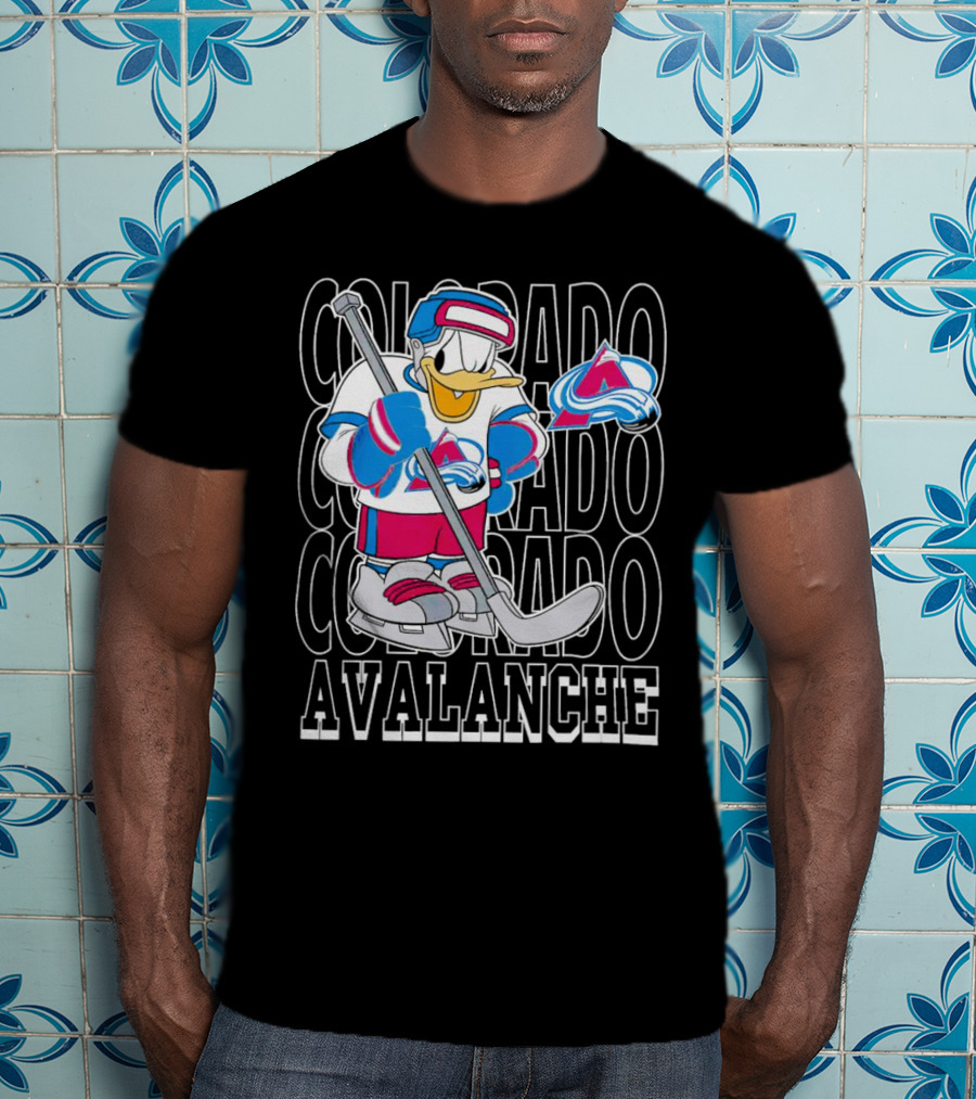 Colorado Avalanche Disney Donald Duck Hockey Team Burgundy T-Shirt